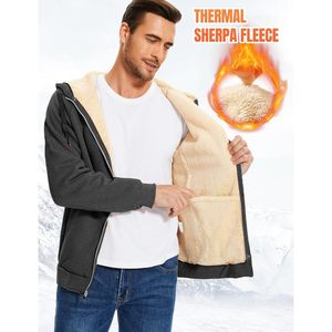 FOXA Sherpa Hoodie Men Zip Up <b>Fleece</b> <b>Lined</b> Warm Hooded Sweatshirt Heavyweight Winter <b>Jacket</b> - Product Image 2