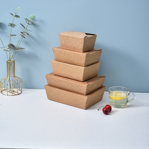 Wholesale various size brown kraft paper meal box take away container paper food box fast food box