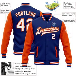 เสื้อแจ็คเก็ตเบสบอลแบบกำหนดเองได้ ยูนิเซ็กซ์ สไตล์ Letterman ปักชื่อและหมายเลข  แบบ Preppy สำหรับใส่ในฤดูใบไม้ร่วง - Product Image 2
