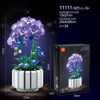 Bloques de Construcción de Orquídeas Phalaenopsis Púrpuras Eternas, 627 Piezas, Modelo de Ladrillos de Flores Botánicas para Decoración del Hogar u Oficina, Regalo