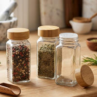 Pot à épices carré en verre vide 250 ml, ensemble de pots à épices 4 oz, pot à épices carré français en verre avec shaker