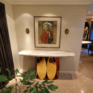Moderne gouden marmeren houten paneelconsoletafel luxe villa appartement huis kantoor meubilair hotel woonkamer slaapkamer - Product Image 3