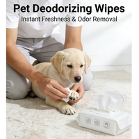 Lingettes désodorisantes personnalisées, 80 feuilles, 100% naturelles, à base de plantes, biodégradables, pour le contrôle des odeurs, lingettes corporelles douces pour chiens et chats