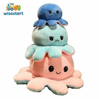 Peluche pieuvre réversible mignonne - Elle change d'expression selon son humeur - Adorable jouet en peluche pour la décoration des enfants