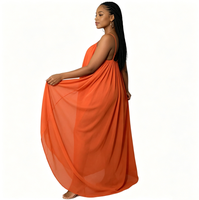 Robe longue maxi en mousseline orange pour femme, à fines bretelles, sans manches, ample et fluide, idéale pour l'été, la plage ou les soirées élégantes
