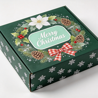 Boîte de Noël personnalisée avec couronne florale imprimée numériquement, production en 72h, boîte d'expédition en carton imperméable