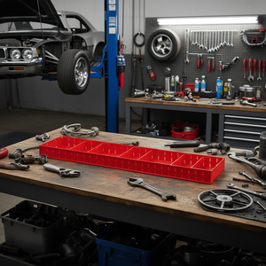 Bac de rangement en plastique rouge 5003 RC2, conteneur d'organisation automobile, design rectangulaire long - Product Image 3