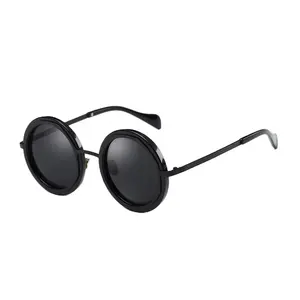 Wholesale Mirror Lens patterned round Frame colorful sunglasses uv400 polarized sunglasses