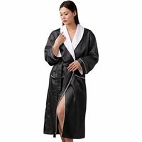 Peignoir de luxe avec col châle en polyester double face noir respirant et confortable pour les centres de villégiature et la maison, unisexe
