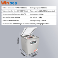 Machine de scellage sous vide de nourriture à chambre unique électrique DZ600 pour l'emballage sous vide de viande de poulet dans une pochette ou une feuille