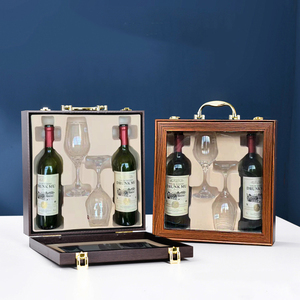 Boîte-cadeau en <span class=keywords><strong>bois</strong></span> de luxe personnalisée avec logo, fabrication artisanale, ensemble de boîtes-cadeaux pour <span class=keywords><strong>bouteille</strong></span> de vin et verre à vin - Product Image 5