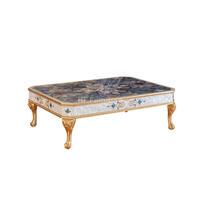 Table d'appoint de luxe style rococo français avec incrustations de coquillages, pour salon de villa, avec pieds sculptés à la main en or