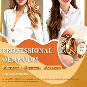 JINYU Copribottoni di Lusso in Ottone Placcato per Camicie da Donna, Decorativi con Strass, <span class=keywords><strong>Gemelli</strong></span> a Clip, Logo Personalizzato con Perle - Product Image 6