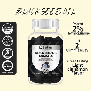 Venta al por mayor OEM ODM Etiqueta Privada suplemento nutricional Halal vegano puro orgánico súper antioxidante aceite de semilla negro gomitas - Product Image 5