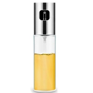 Bottiglia Spray in Vetro per Olio 100ml con Testa in Acciaio, Dispenser per Olio e Aceto, Utensile da Cucina - Product Image 1