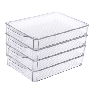 Caja Organizadora de Alimentos Transparente de Plástico PET Rectangular Moldeada por Inyección de Alta Calidad, para Refrigerador y Congelador, con Tapa - Product Image 2