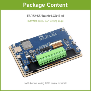 Carte de développement ESP32-S3 avec écran tactile capacitif de 5 pouces 800*480, tactile 5 points, double cœur LX7 32 bits - Product Image 2