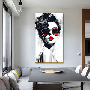 Guanjun <span class=keywords><strong>Rouge</strong></span> <span class=keywords><strong>Blanc</strong></span> et <span class=keywords><strong>Noir</strong></span> Couleur <span class=keywords><strong>Noir</strong></span> Décoration Murale <span class=keywords><strong>Peinture</strong></span> Salon Abstrait Boho Toile <span class=keywords><strong>Peinture</strong></span> - Product Image 5