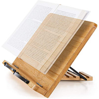 Support de livre personnalisé en bambou Support réglable pour livre de cuisine et tablette, parfait pour les recettes et la lecture