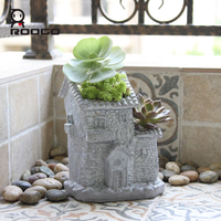 Pot de fleurs en résine imitation pierre et bois, écologique, avec trou de drainage, style vintage rustique, pour la décoration de jardin et des plantes succulentes