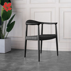 Ghế ăn phòng ăn bằng gỗ nguyên khối mây đan cao cấp, nội thất chất lượng cao, ghế tay vịn gỗ nguyên khối kiểu Kennedy, Hans Wegner - Product Image 3