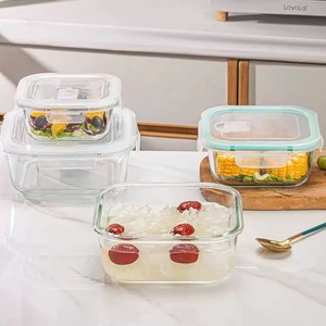 주방 밀폐 투명 식품 보관 용기 유리 보관함 투명 냉장고 정리함 식품 용기 세트 - Product Image 2