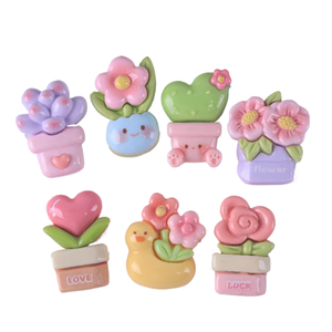 Jolies pinces à cheveux, élastiques, porte-clés et bijoux en résine faits main, motif petit canard jaune mignon, inspirés <span class=keywords><strong>de</strong></span> plantes succulentes en <span class=keywords><strong>pot</strong></span>. - Product Image 2