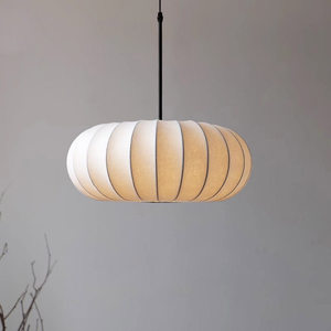 Lustre en soie blanche imitation soie, source de lumière LED, décoration d'intérieur, lampe de plafond de style Zen pour salon, bureau, chambre à coucher - Product Image 2
