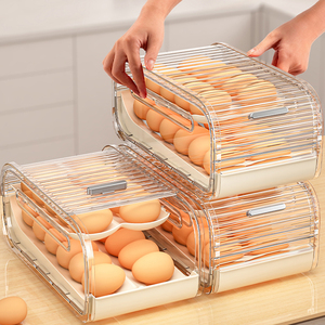 ที่เก็บไข่แบบมีล้อ 2 ชั้น WANUO ที่จัดระเบียบไข่ในตู้เย็น พร้อมฝาปิดใส - Product Image 5