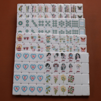Tuiles de Mahjong Rétro Thème Thé et Goûter, Couleur Bourgogne, pour Femmes, Tuiles de Mahjong Américaines, Ensemble de Tuiles de Mahjong Paon, Bambou et Donut