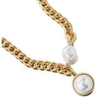Collier ras du cou tendance de créateur, style européen et américain, avec chaîne épaisse dorée et grand pendentif imitation perle