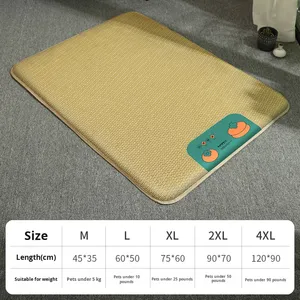 Nid de chat d'été de style japonais lit de chien en rotin écologique tapis de refroidissement amovible pour animaux de compagnie de taille moyenne et grande - Product Image 6