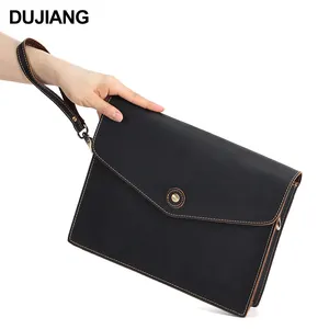 DUJIANG Sac à bandoulière pour hommes Crazy Horse Logo en cuir Messenger Shoulder Clutch Sacs à main en cuir véritable de Chine