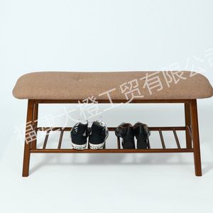 <b>Bamboo</b> Shoe Changing <b>Stool</b> With Storage Rack For Home Living Room Bedroom Use Space Saving Design Customizable Color - Product Image 2