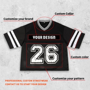 Kaos Oversize Grafis Y2K Streetwear dengan Cetak Sublimasi Penuh, Kerah V, Motif Leopard, Jersey Fashion American Football - Product Image 3