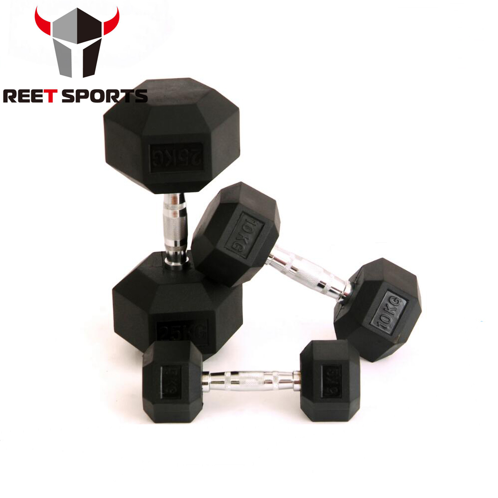 Гимнастическое оборудование, резиновый шестигранный гантель для тяжелой атлетики