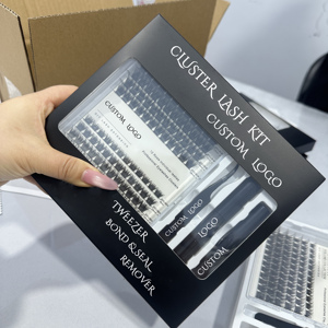 Kit <span class=keywords><strong>a</strong></span> grappolo con Logo personalizzato <span class=keywords><strong>Pre</strong></span>-taglio segmentato per Extension per ciglia in finto visone da 8-18mm - Product Image 1