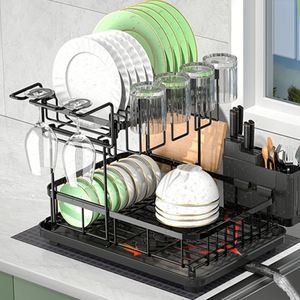 Escurridor de Platos de 2 Niveles, Escurridor Multifuncional con Bandeja de Drenaje para Encimera de Cocina - Product Image 1