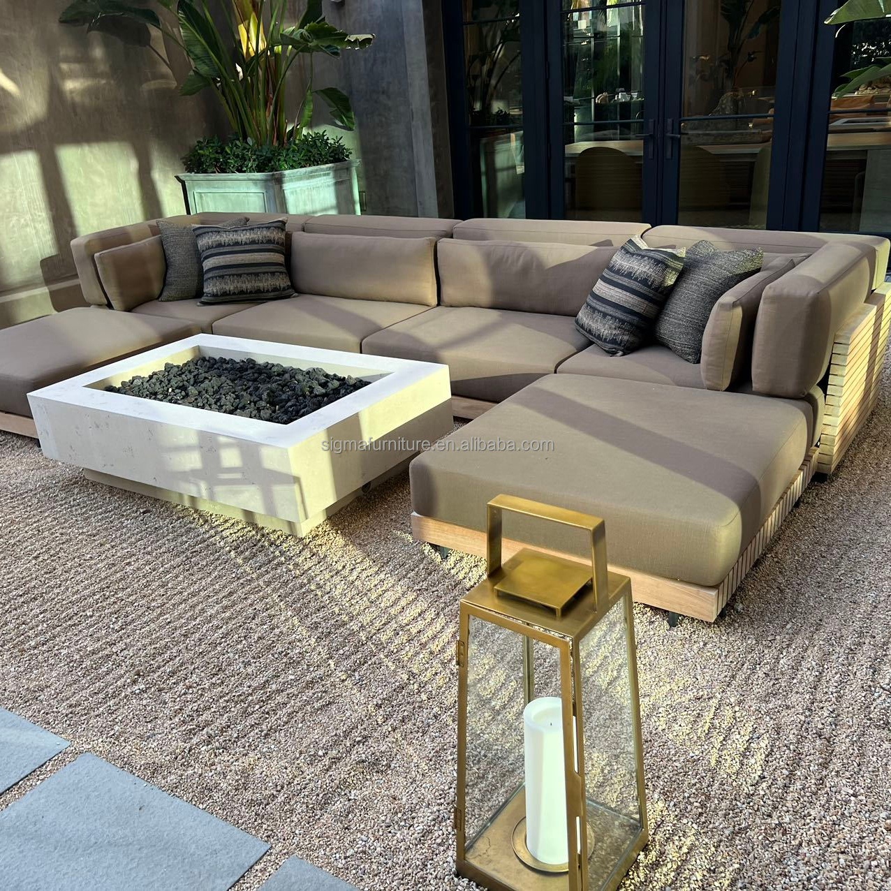 Hot Sale Factory Direct Sale Outdoor Patio Home Resort Hotel Solid Teak Wood Frame Modular Custom Garden Sofa Set