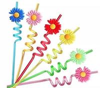 Pailles spirales réutilisables ajustables en plastique PVC et silicone, modèle Abeille, 3D, Romance, Anime, Rétro, Noël, Letterpress, Fournitures promotionnelles