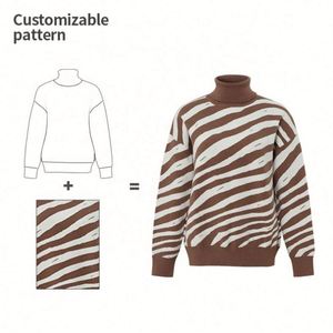 Suéter de Punto Personalizable con Patrón Jacquard Bordado, Cuello Alto, Informal, de Invierno, para Mujer - Product Image 1