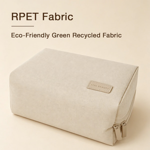 Wholesale Green Recycled Shandong Silk Cosmetic Bags with Odor Free Material for Large Capacity <b>Makeup</b> and Skincare Storage Bag - Product Image 4