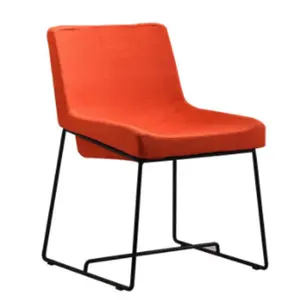 Modern Design Chrome frame injection molded foam upholstered manufacturer linen seat fabric Chair with chrome finish Leg