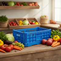 Panier en plastique pliable robuste en PP pour fruits et légumes, caisse en maille ventilée empilable pour le stockage en supermarché