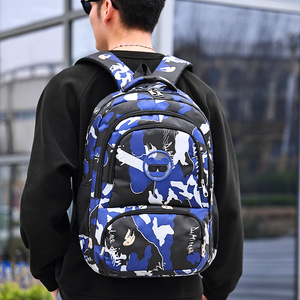 Printed Graffiti Cartoon Student <b>Backpack</b> <b>Large</b> <b>Capacity</b> Commuter <b>Backpack</b> Men's Casual Travel <b>Backpack</b> - Product Image 2