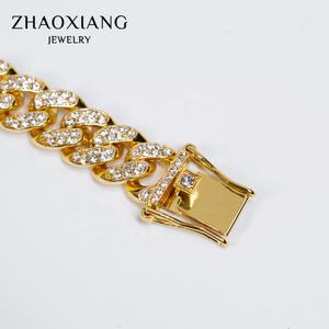 กำไลข้อมือคิวบาประดับเพชร CZ คริสตัล สไตล์ฮิปฮอปสุดเทรนด์  เครื่องประดับแฟชั่นจากโรงงานโดยตรง - Product Image 5