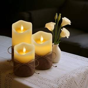 Bougie électronique LED télécommandée en forme de balle en corde de chanvre, lampe à bougie sans fumée, lampe décorative de simulation - Product Image 2