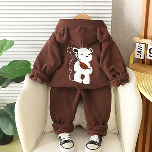 <strong>Boy</strong> Baby Autumn/Winter Outfit New Style Infant/Toddler Clothing Western-Style Winter Fleece-Lined Cartoon Two-Piece Set Zip-<strong>Up</strong> - Product Image 5