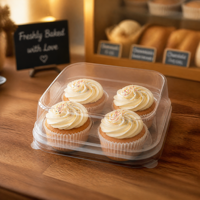 Boîte d'emballage pour biscuits en plastique PET transparent jetable de qualité alimentaire, couvercle personnalisable, boîtes thermoformées