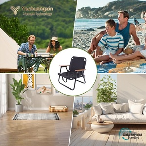 Chaise de jardin pliante avec accoudoirs en bois et siège rembourré, structure en aluminium, mobilier d'extérieur, style décontracté - Product Image 6